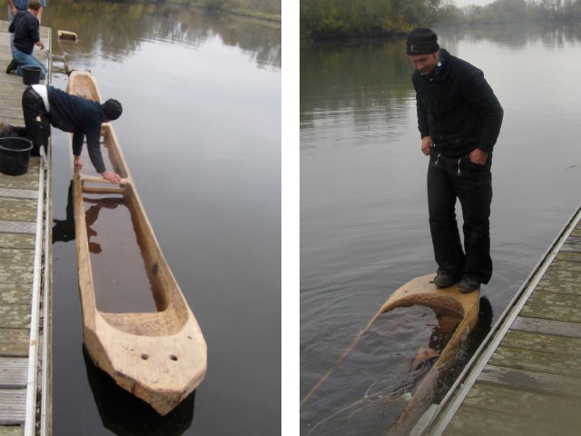 Nachbau eines prähistorischen Einbaums aus Eiche, 2011